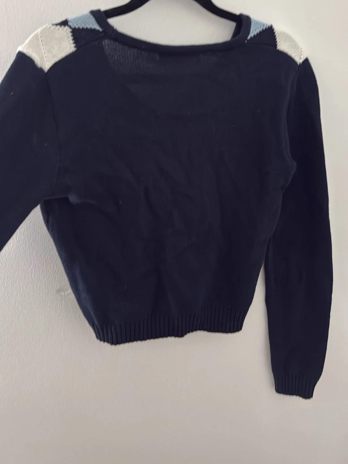 Kofta med argylemönster i blått och vitt - 1