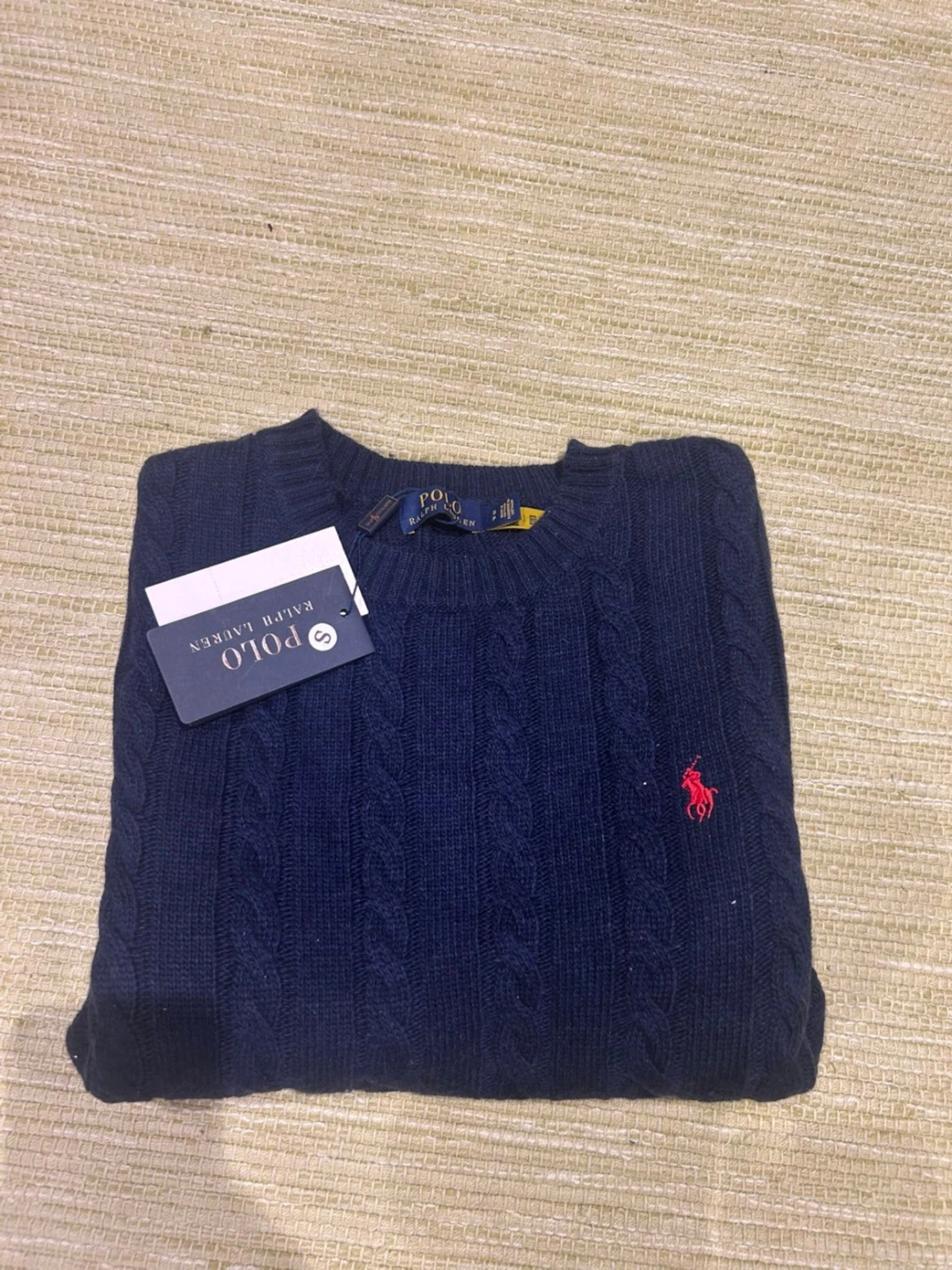 Mörkblå kabelstickad tröja Polo Ralph Lauren