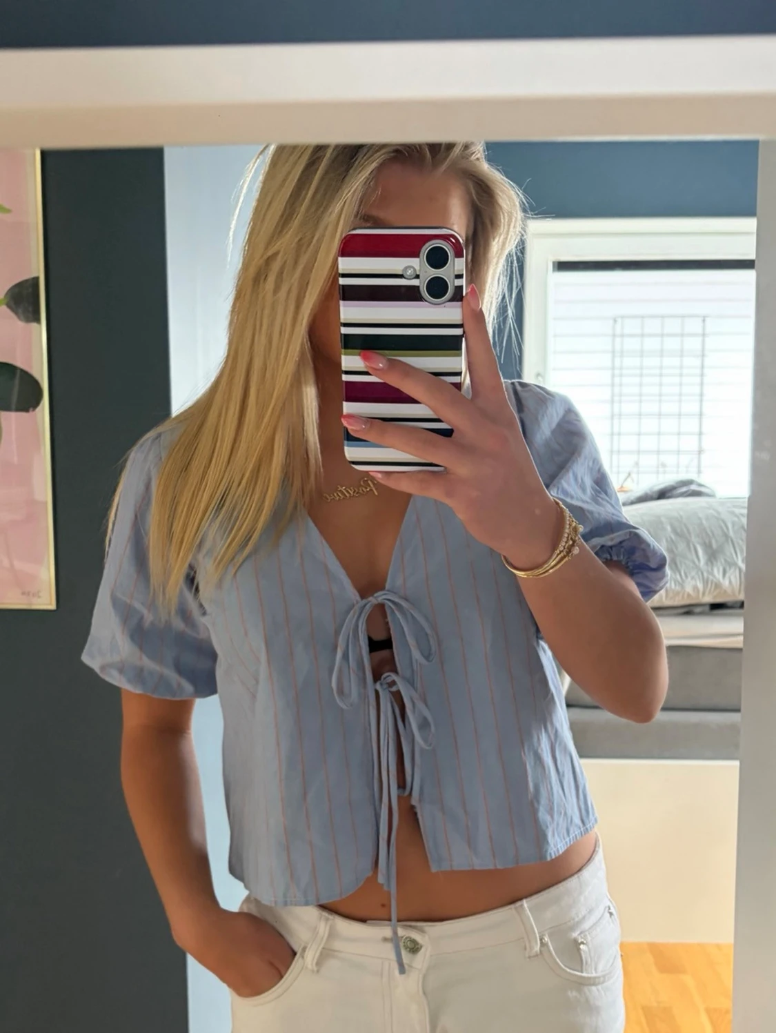 Blå randig blus !! - 1