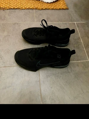 Oanvända nya svarta Nike sneakers - Säljer ett par helsvarta Nike air Max sneakers med mesh-ovandel och diskret swoosh på sidan. Skorna har lågt skaft, snörning och en sportig, stilren look som passar till det mesta. Perfekta för dig som gillar en clean och modern stil.