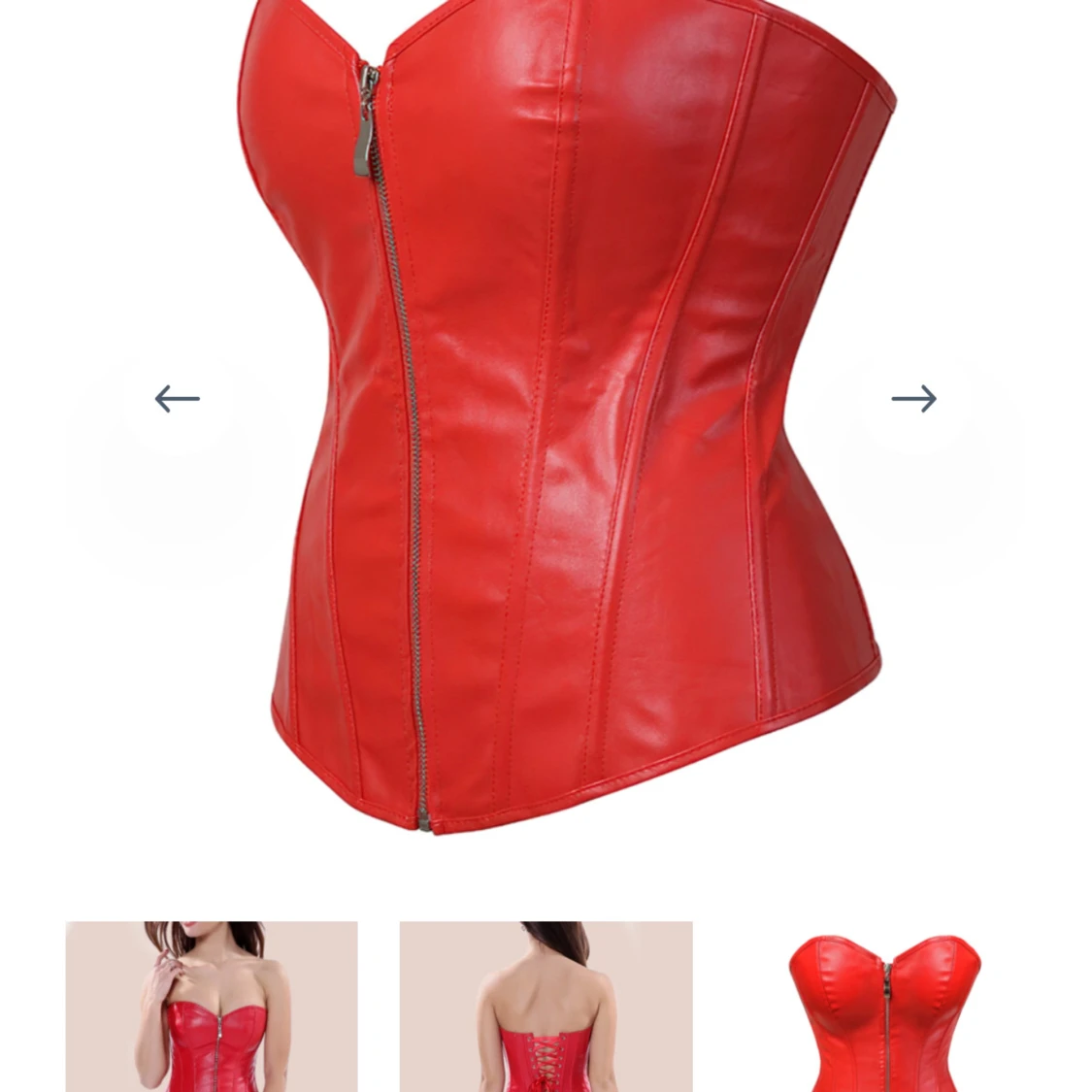 Röd korsett med dragkedja och snörning - 1