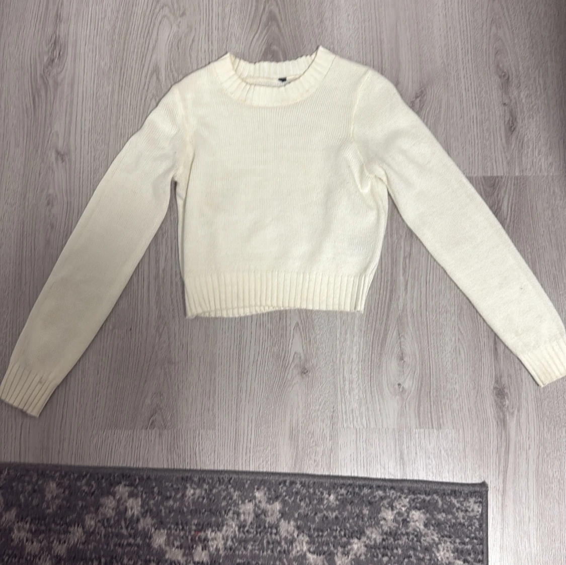 Vit croppad stickad tröja XS - 1