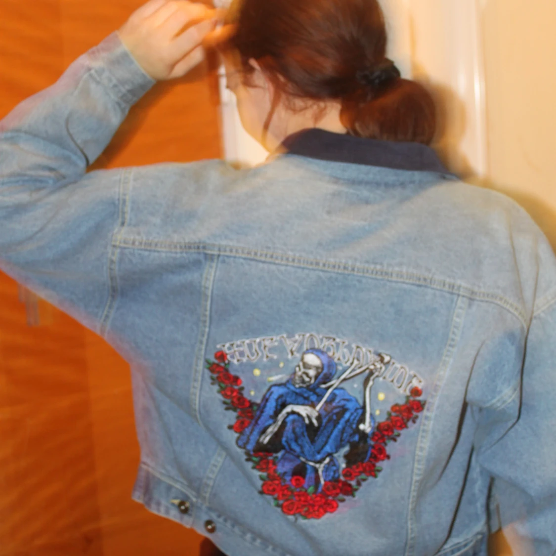 Jeansjacka HUF med broderad rygg - 4