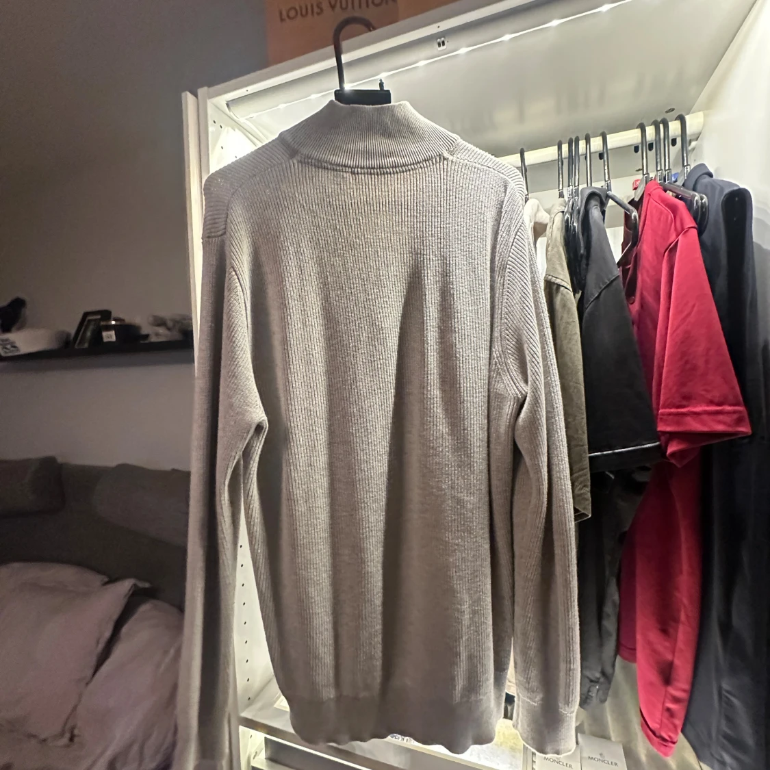 Grå stickad half zip-tröja Dobber - 1