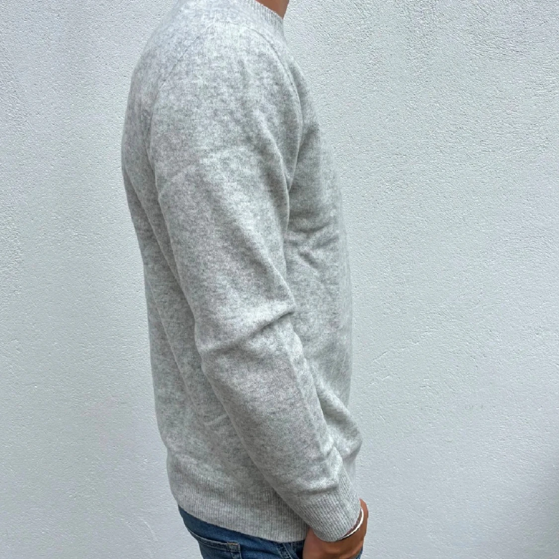 Ljusgrå kashmir tröja herr - 1