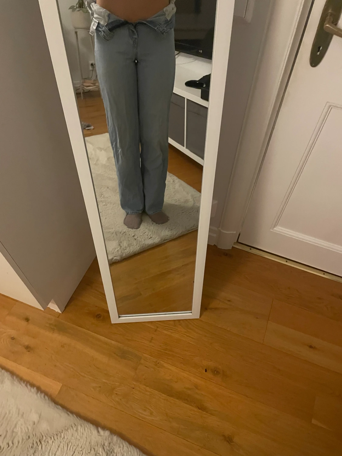 Ljusblå raka jeans med hög midja - 5