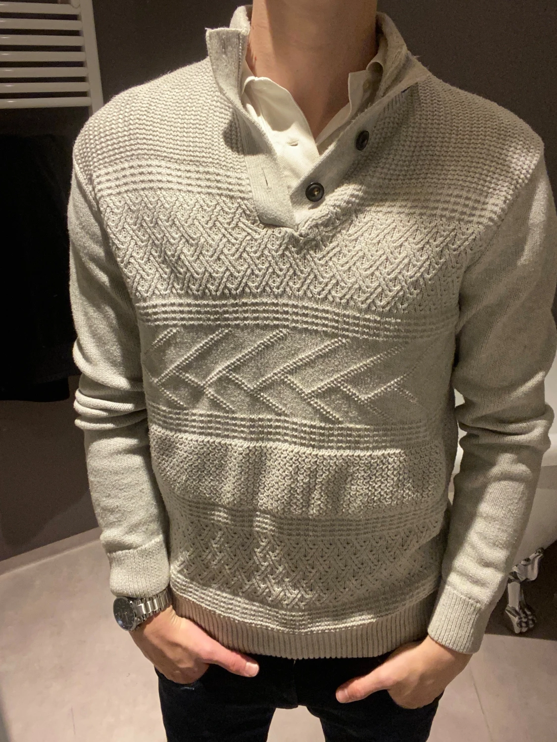 Ljusgrå stickad tröja från chaps by Ralph lauren