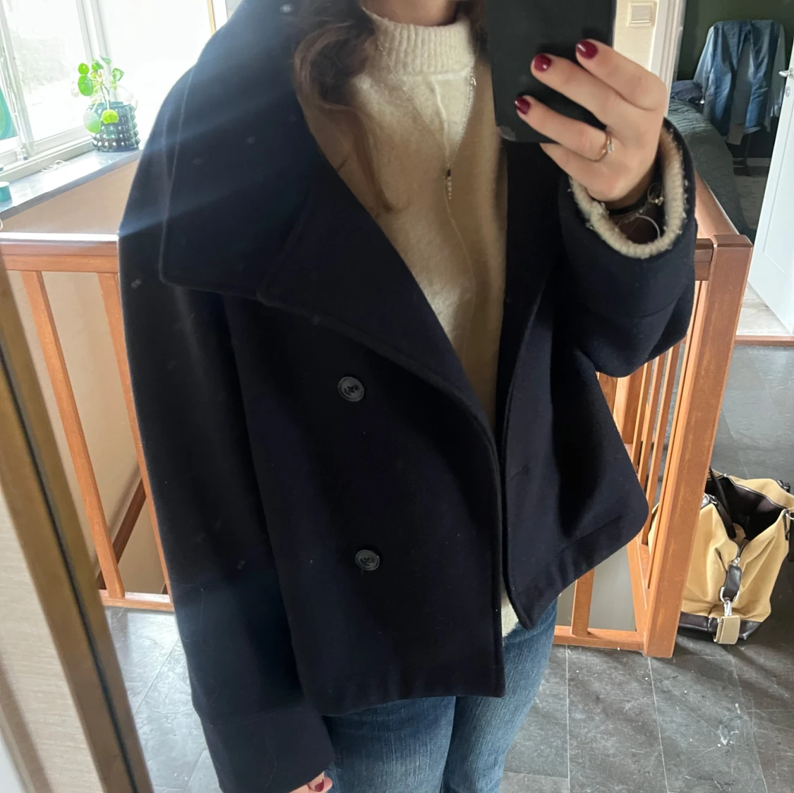 Marinblå kort kappa - 2