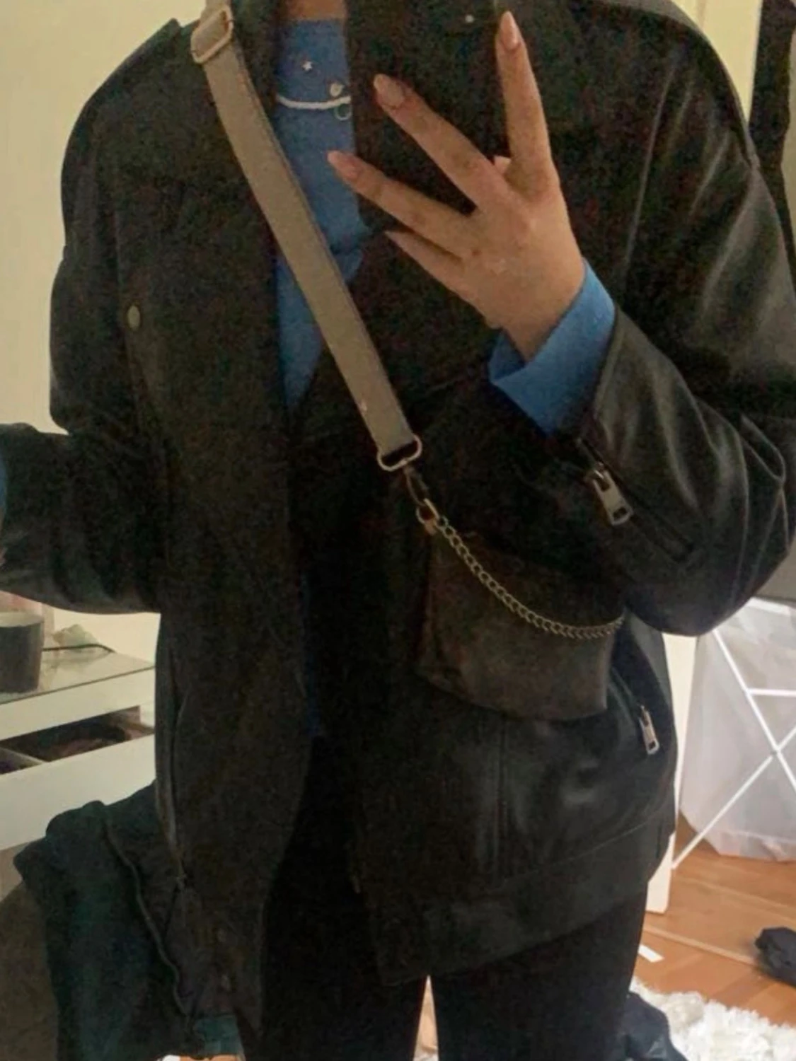 Oversized svart skinnjacka Massimo Dutti - 2