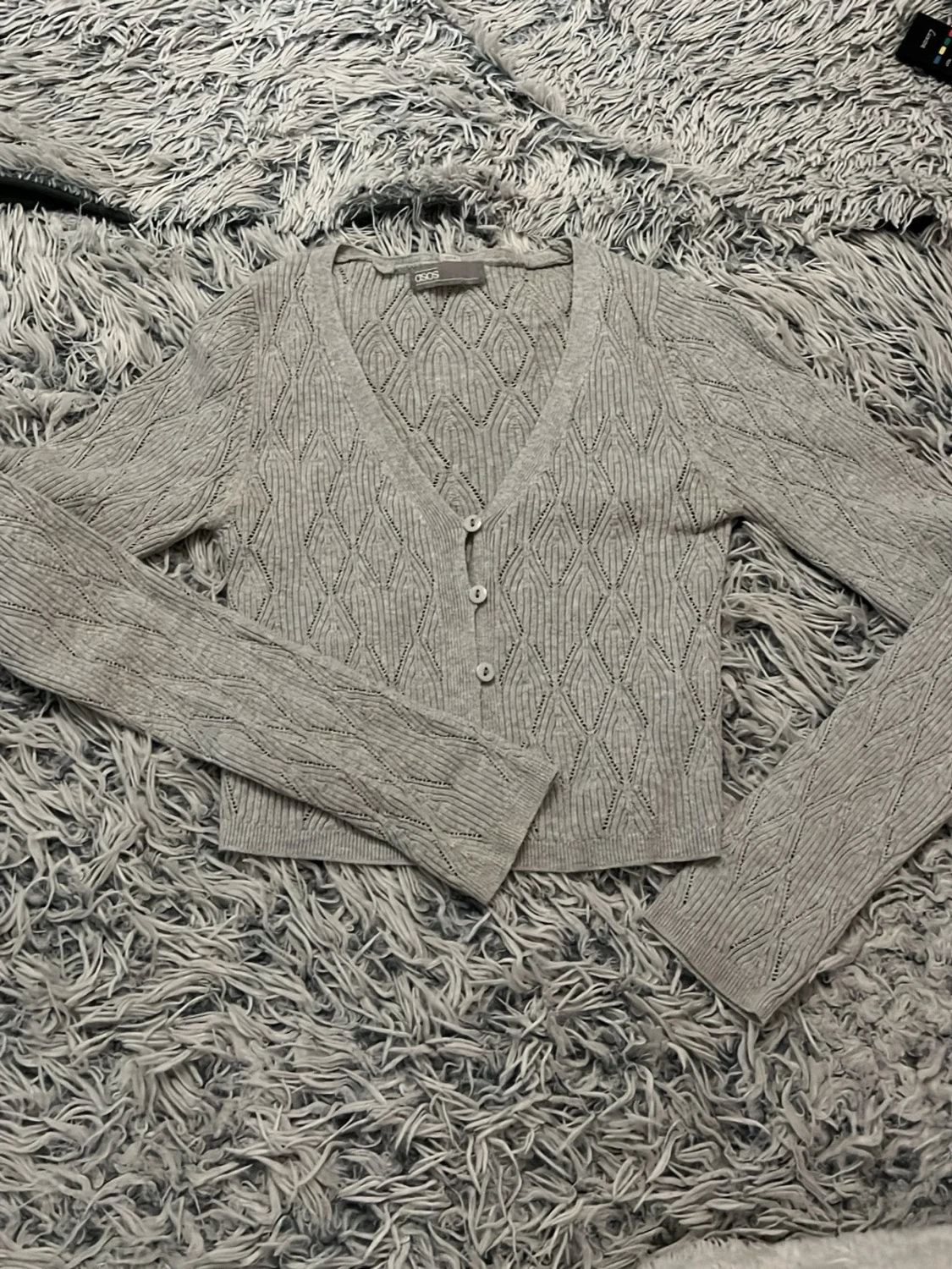 Grå ribbad kofta från ASOS