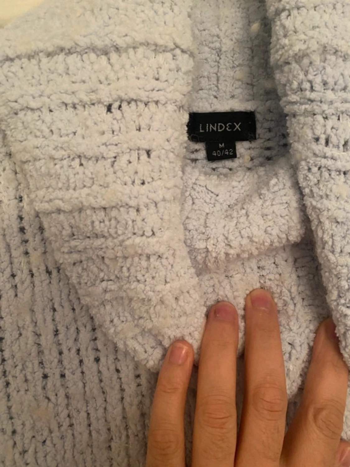 Ljusblå stickad polotröja Lindex M - 3