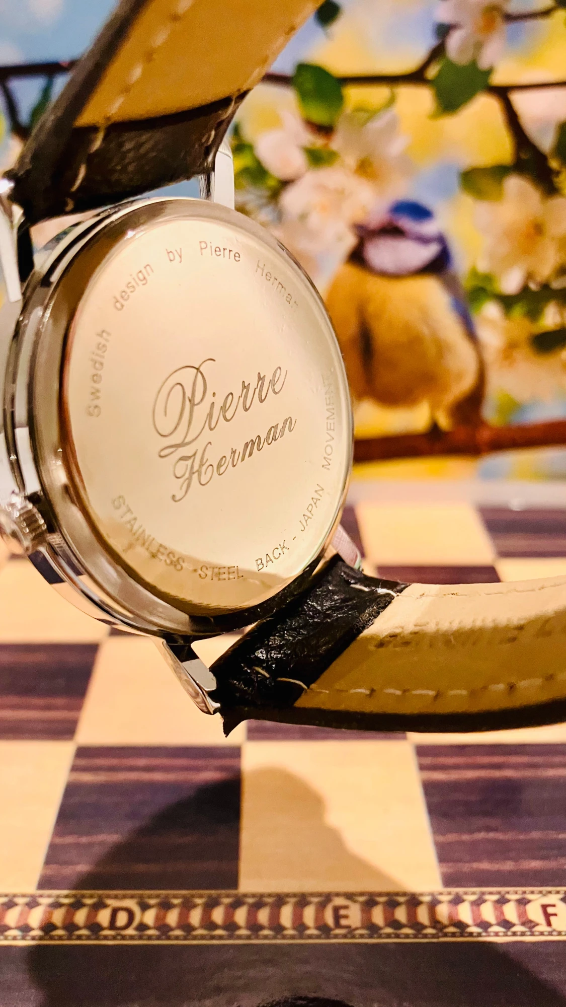 Pierre Herman Silver klocka med svart läderband - 6
