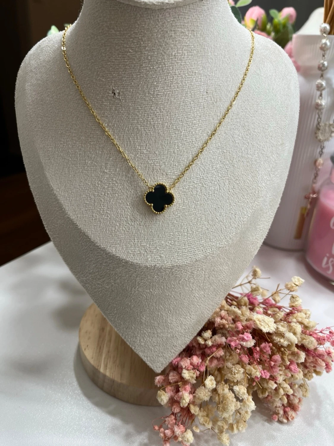 18k guldpläterad klöver halsband