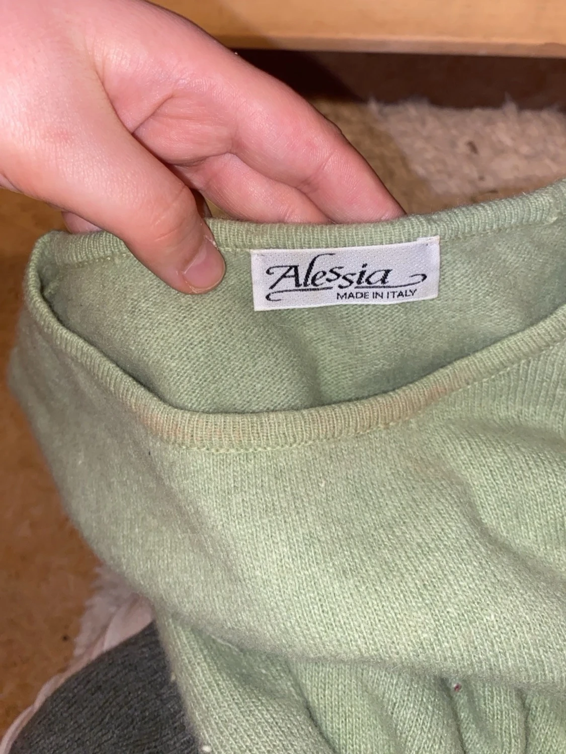Grön och grå stickad tröja Alessia - 2