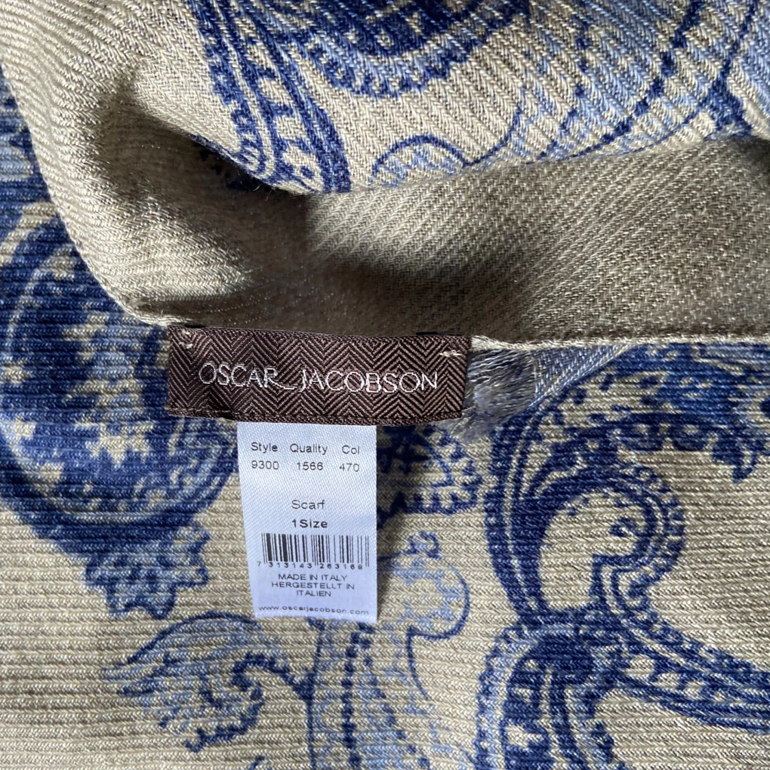 Beige-blå paisleyscarf Oscar Jacobson - 2