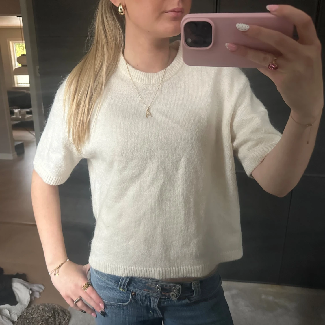 Vit stickad tröja från Gina Tricot - 2