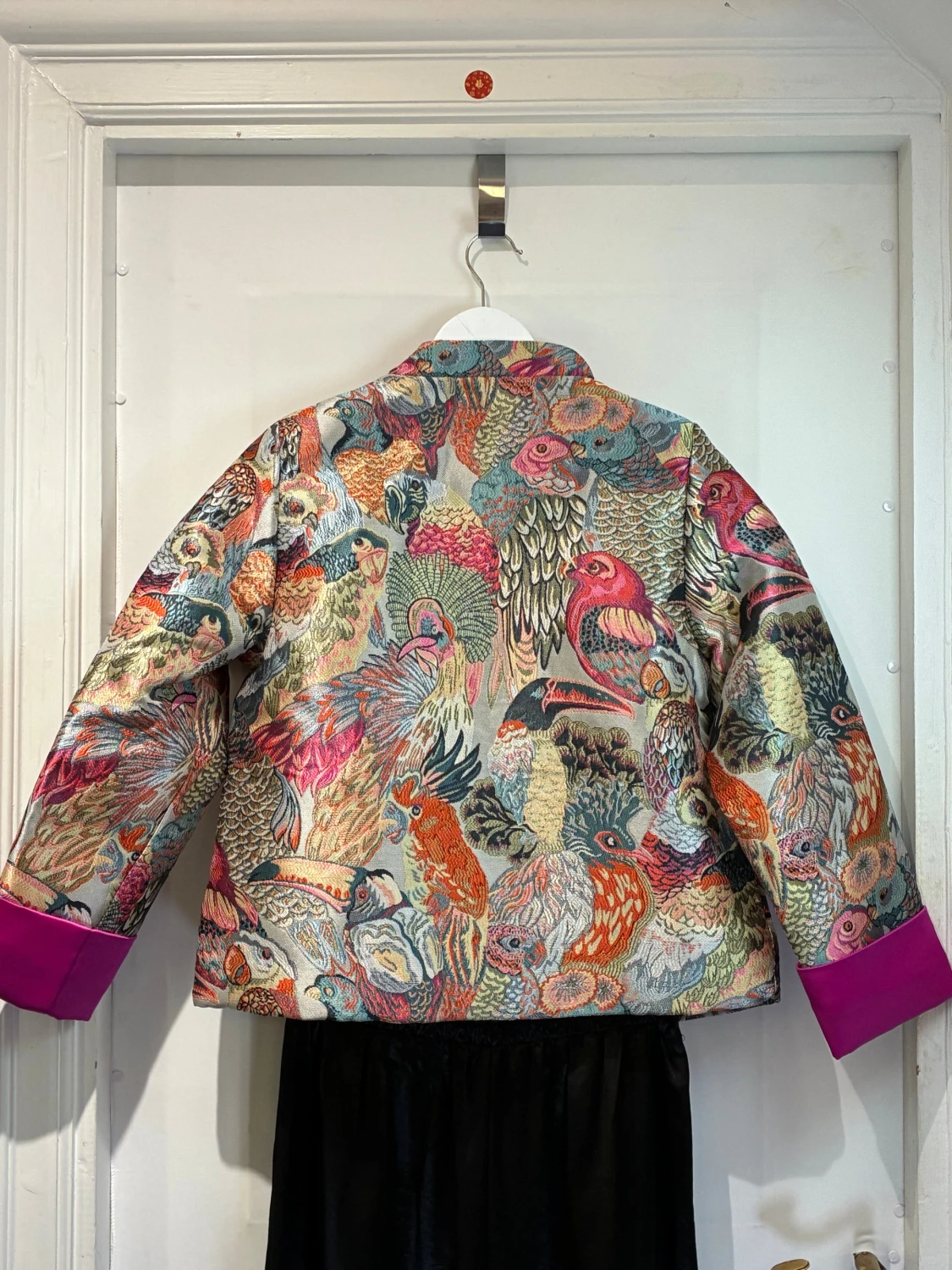 Broderad overshirt med fågelmönster - 3