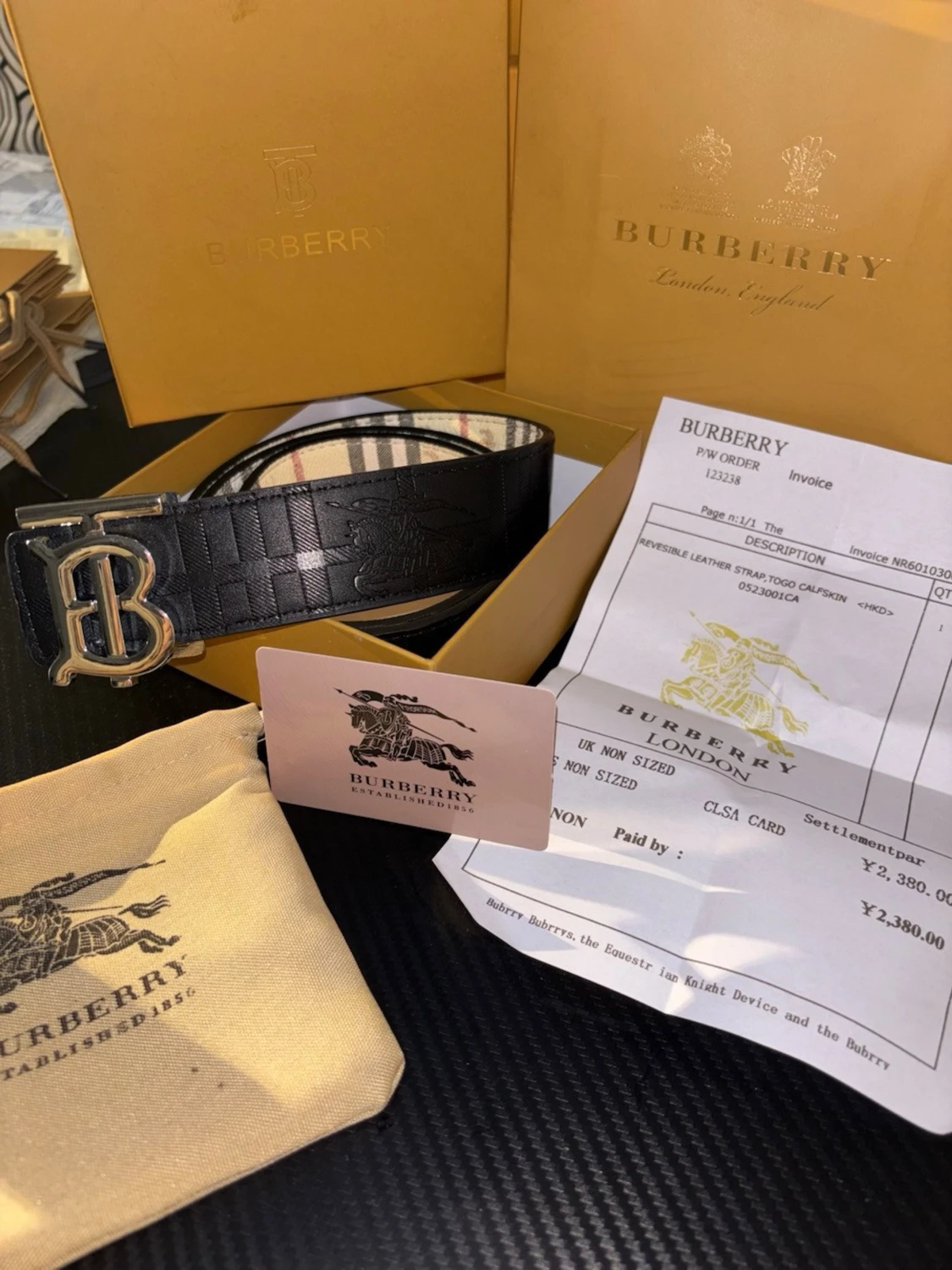 Burberry vändbart bälte med giftbox set - 1