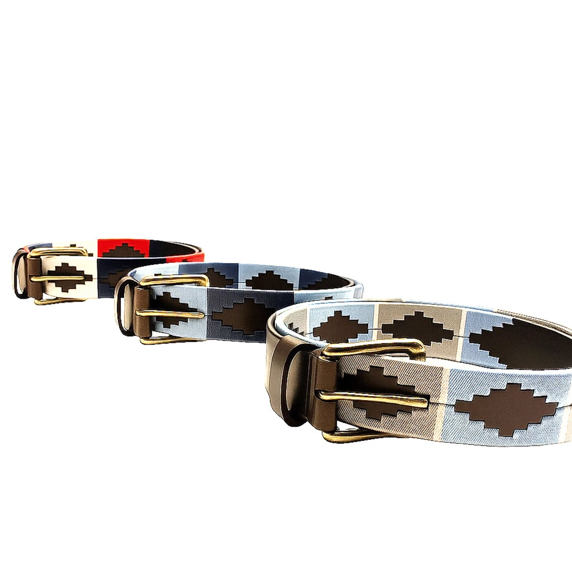 Mörkblå-ljusblå broderat läder bälte - 2