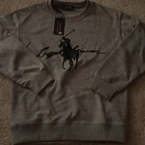 Grå sweatshirt från Polo Ralph Lauren - Snygg Ralph lauren tröja i storlek s men skulle säga xs rätt så kort i armarna .