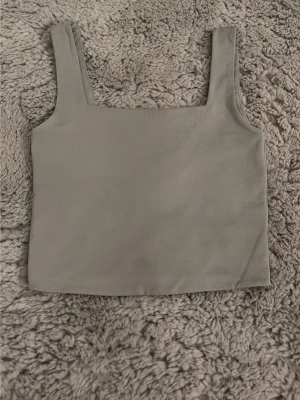Grå topp från Amisu - Säljer en stilren grå topp från Amisu i storlek S. Toppen har breda axelband och rak skärning, vilket ger en clean och enkel look. Materialet känns mjukt och stretchigt, perfekt till sommaren eller som layering-piece.
