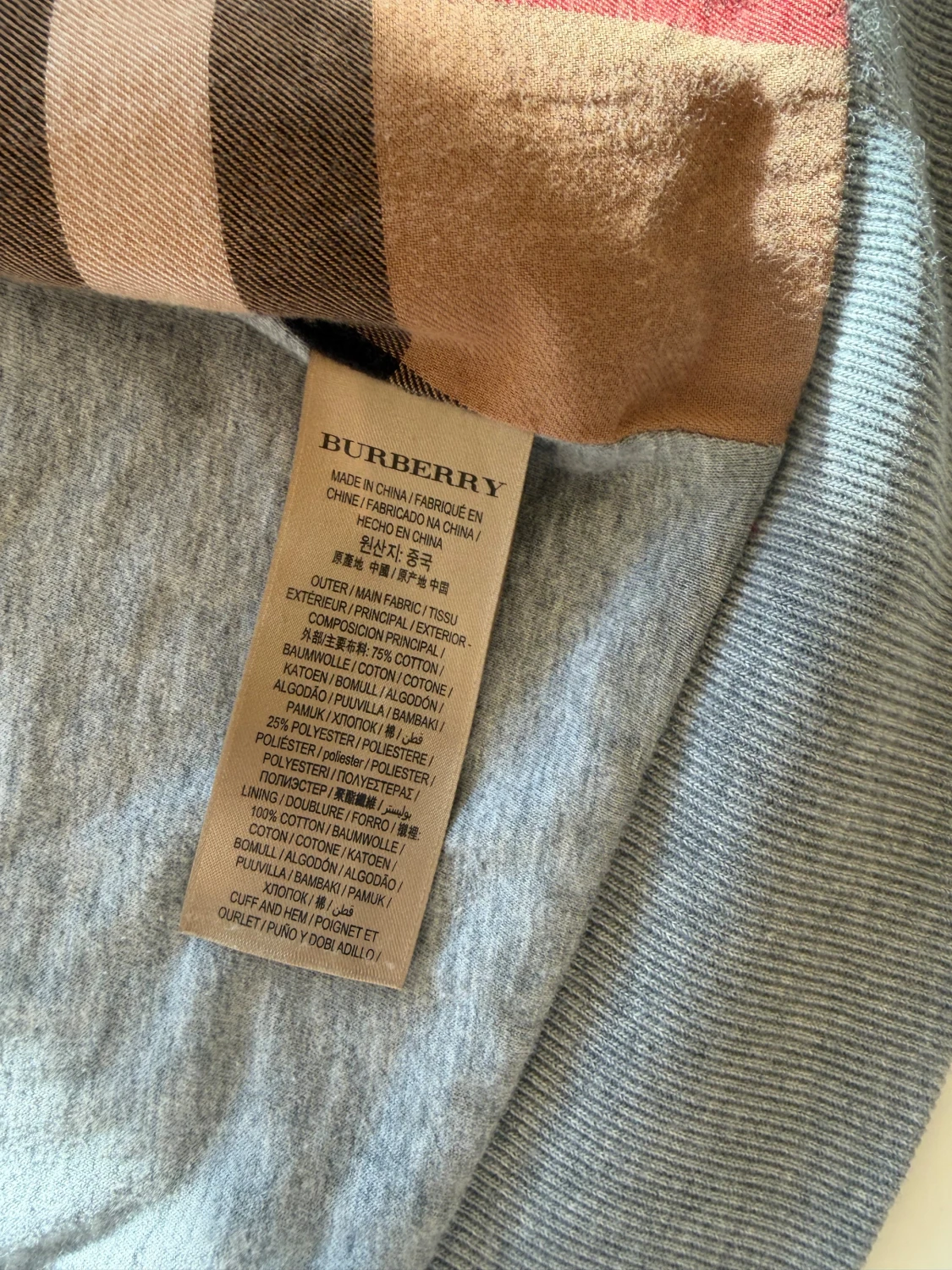 Grå Burberry hoodie med dragkedja Äkta  - 2