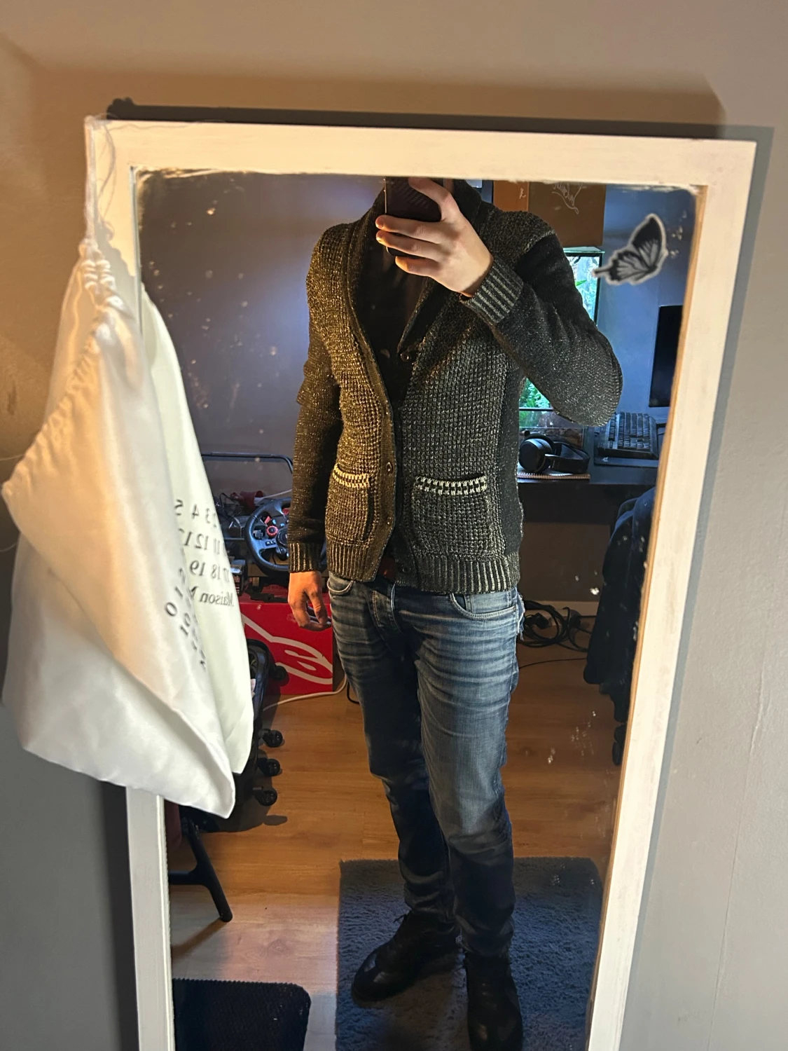 Svart och beige kofta från Smog - 3