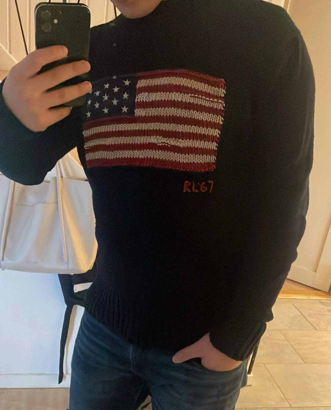 American flag Ralph Lauren stickade tröja 