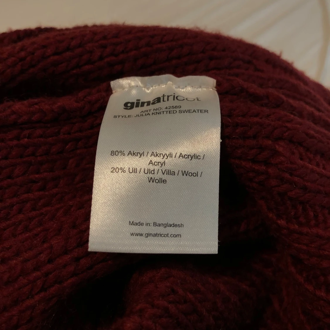 Vinröd stickad ulltröja - 3
