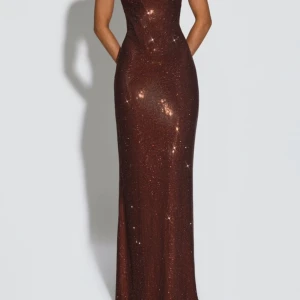 Glittrig brun långklänning - SÖKER DENNA KLÄNNING FRÅN BABYBOO I XS!!!