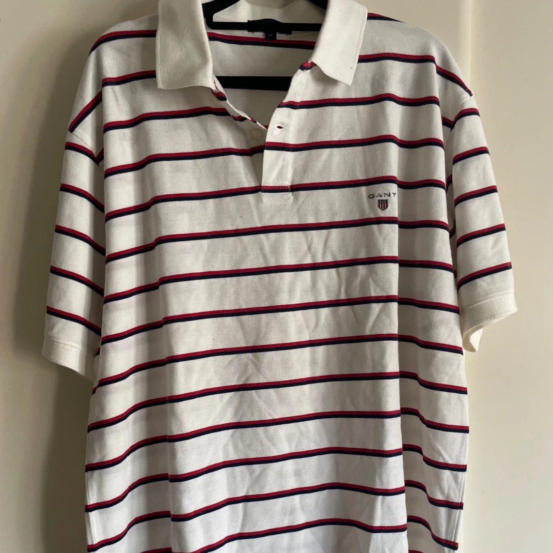 Gant pikétröja vitrandig stl XL