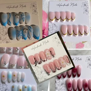 Custom gel nails - Jag gör custom naglar efter dina önskelmål, tar gärna emot inspirations bilder. Till naglarna får du med allt som behövs för att sätta fast dem. Klisterlappar, pusher, fil och desinfektions lappar. Släng gärna iväg ett meddelande ifall du är intresserad! ☺️