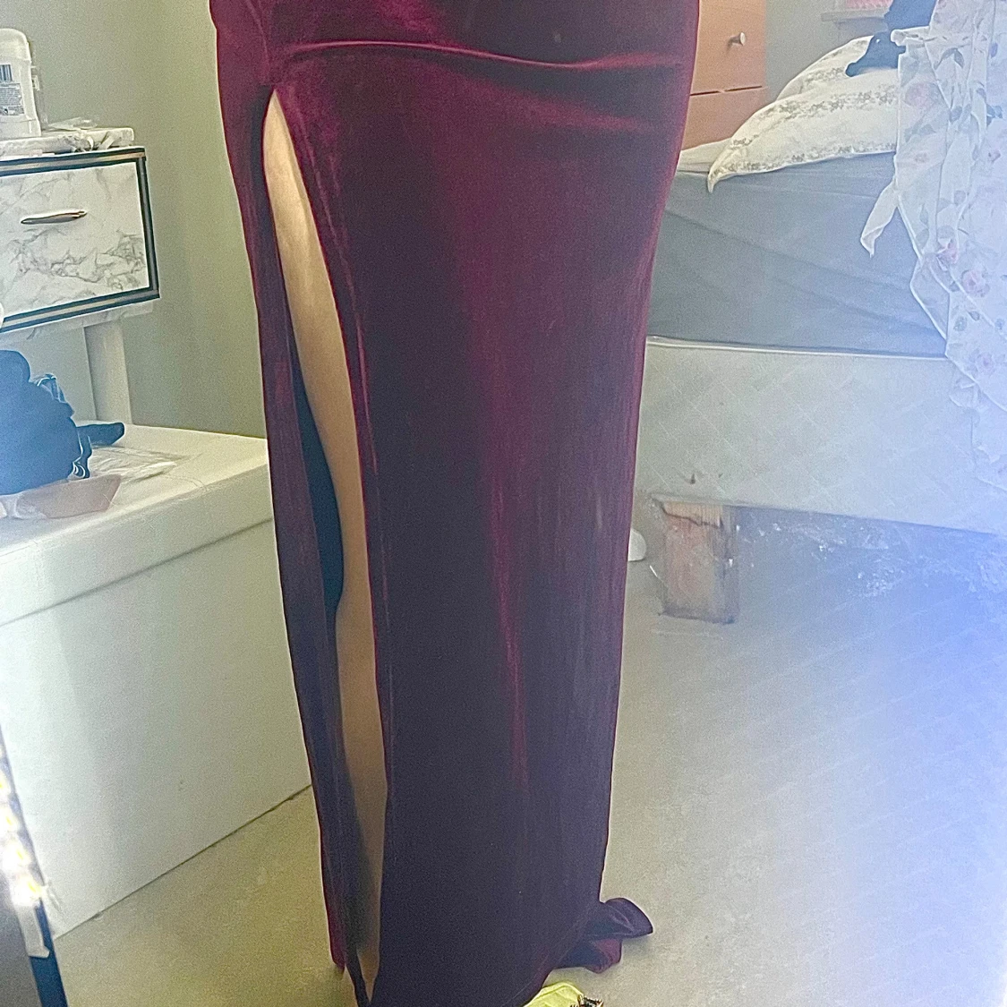 Vinröd sammet klänning - 1