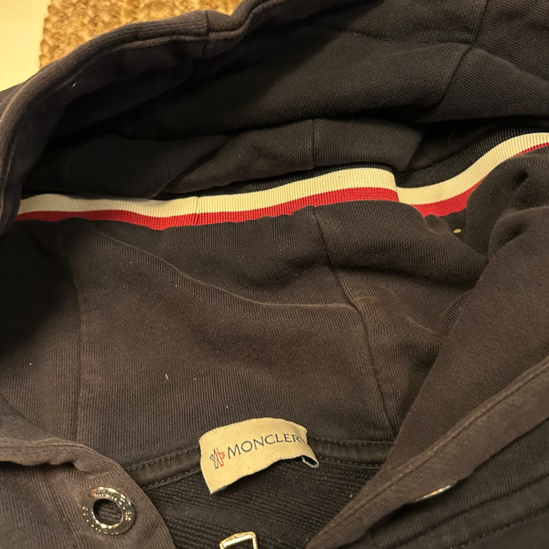 Mörk blå Moncler hoodie med dragkedja - 1