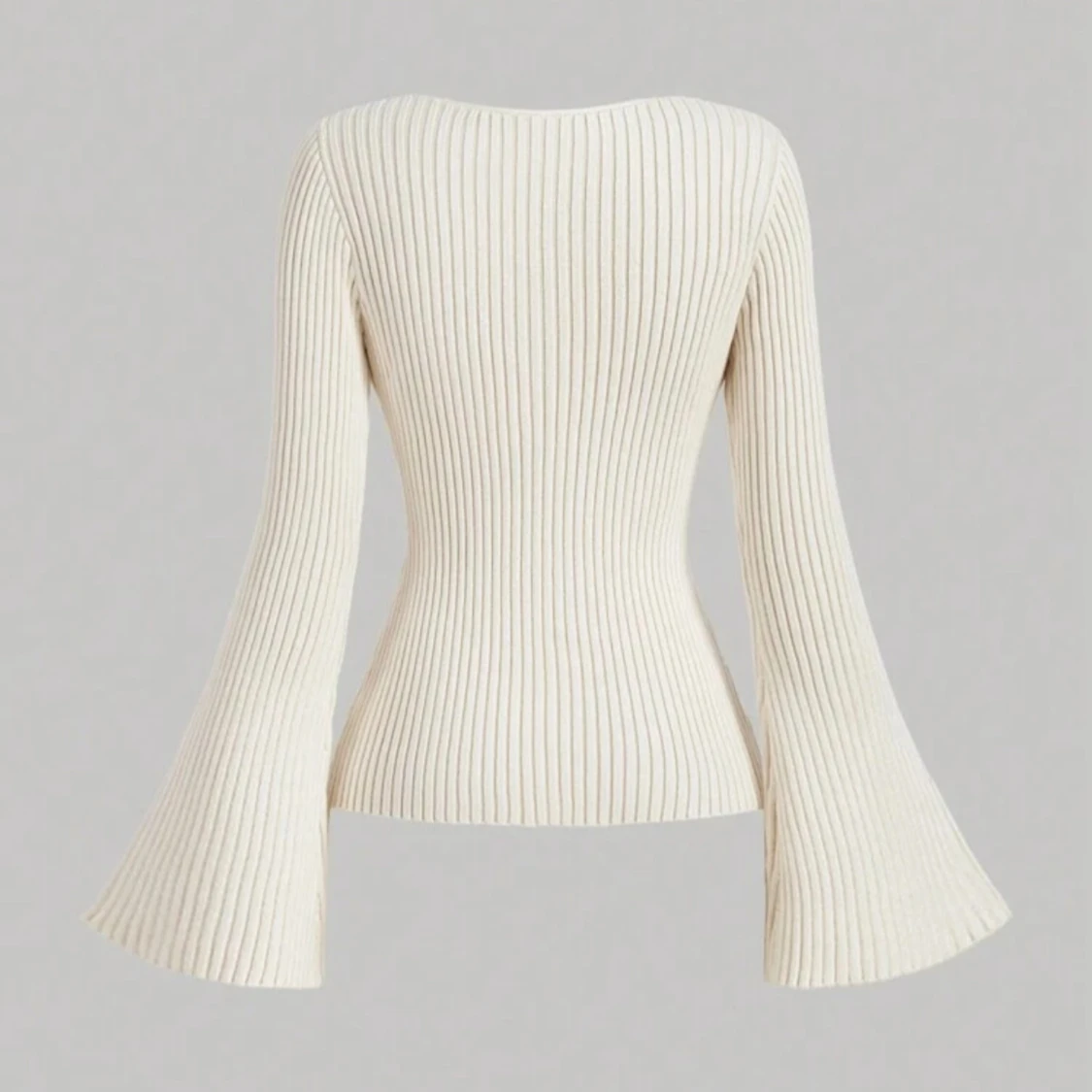 Ribbad kofta med utsvängda ärmar - 1