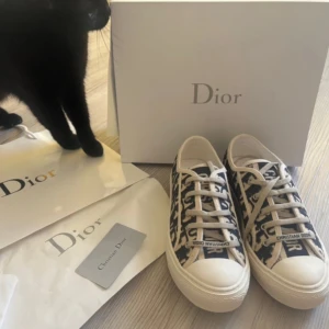 Christian Dior sneakers  - Snygga sneakers från Christian Dior med klassiskt blått och beige monogrammönster. Allt på bilden följs med alltså: Kvitto, dustbag, kort, låda och påse. Serienummer syns på bilden. Skriv vid funderingar❣️