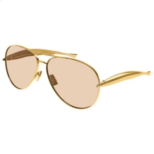Bottega Veneta - Bottega Veneta sardine aviator sunglasses. Gold/ brown