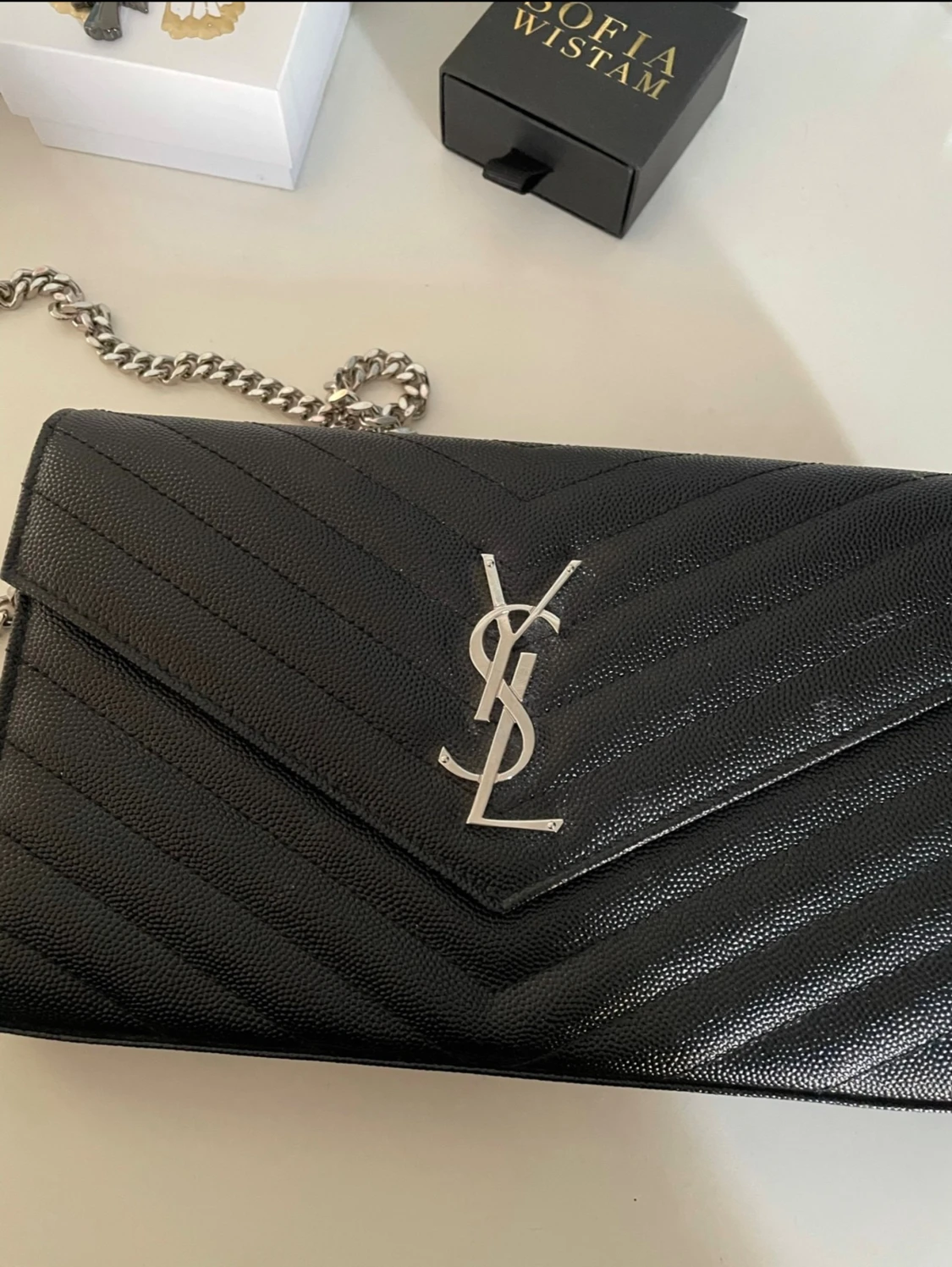 Svart kuvertväska Saint Laurent ÄKTA - 1