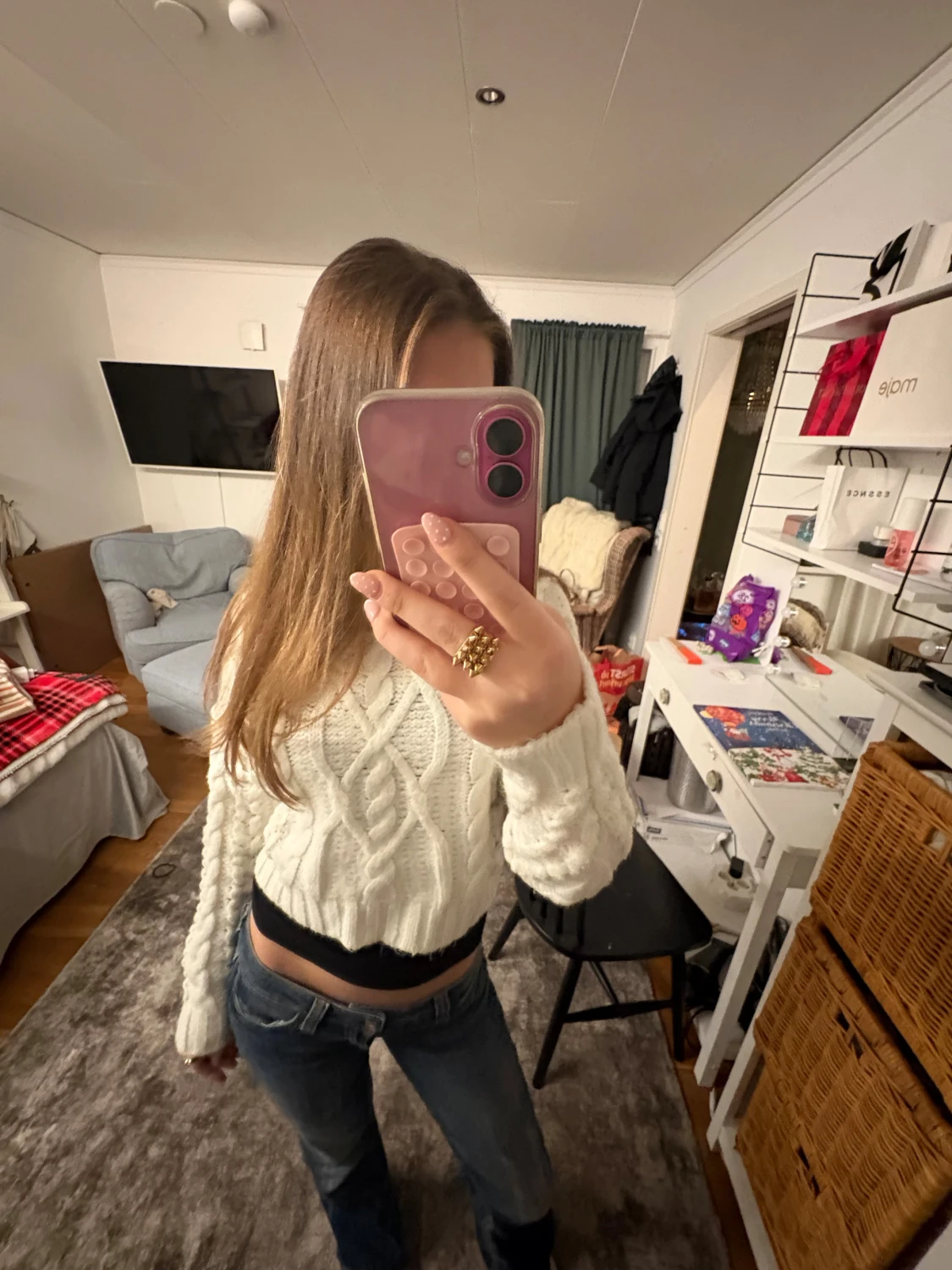 Vit croppad stickad tröja White Icy - 1