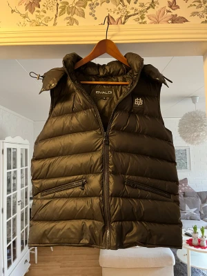 Svart dunväst från Bvaldi med huva - Säljer en svart dunväst från Bvaldi i storlek M. Västen har en avtagbar huva, två snedställda fickor med dragkedja och ett snyggt metallmärke på bröstet. Perfekt för lager på lager och riktigt chill stil. Priset kan diskuteras 