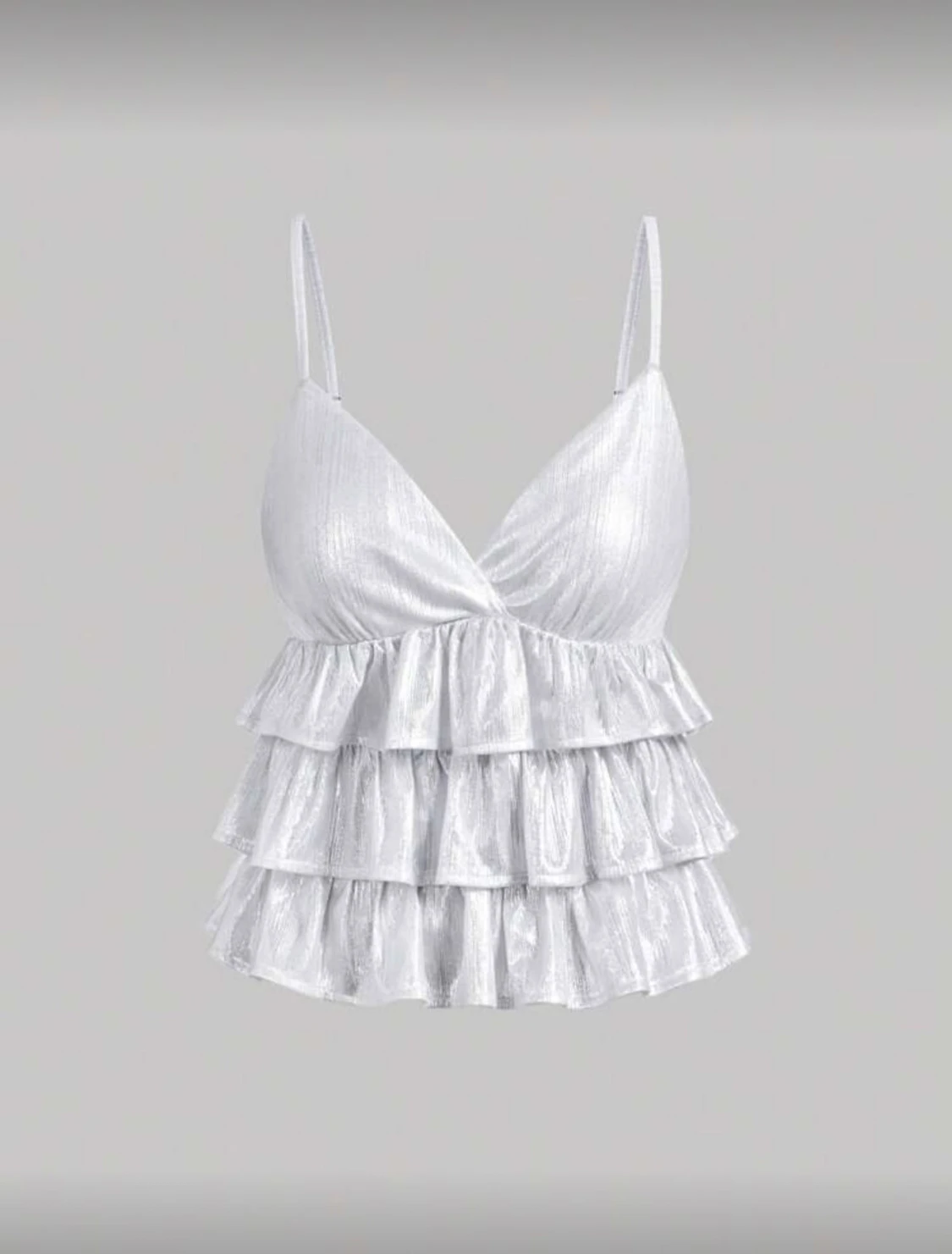 Glittrig silver volang-linnetopp - 2