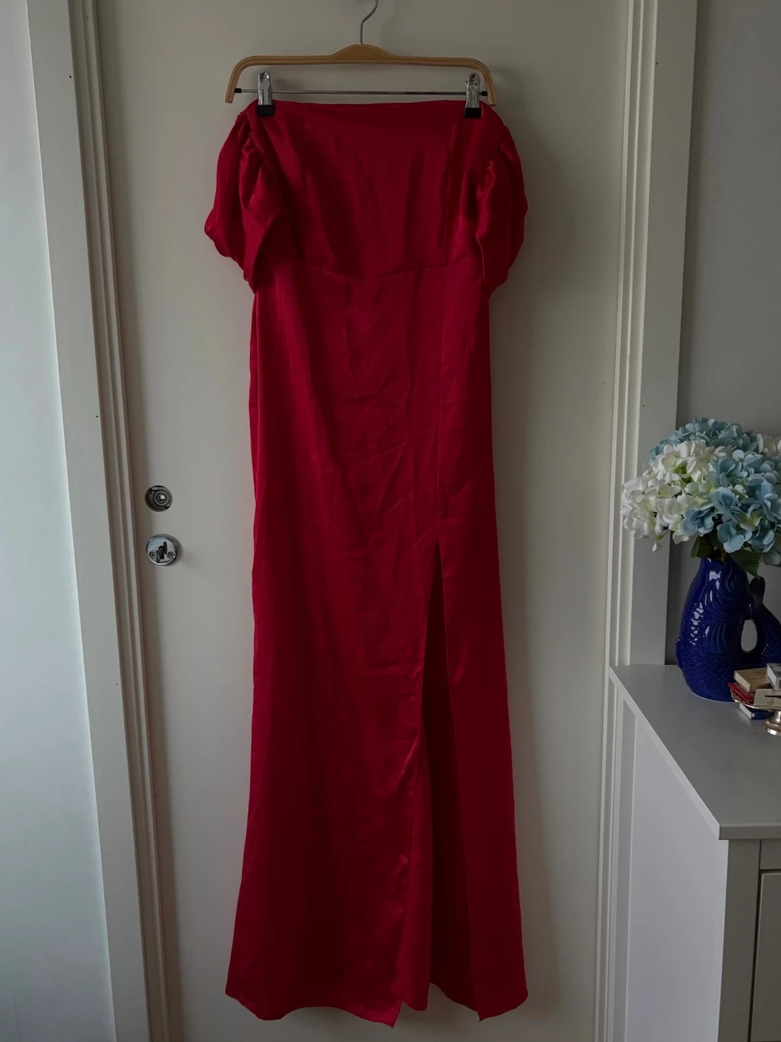 Röd offshoulder långklänning - 2