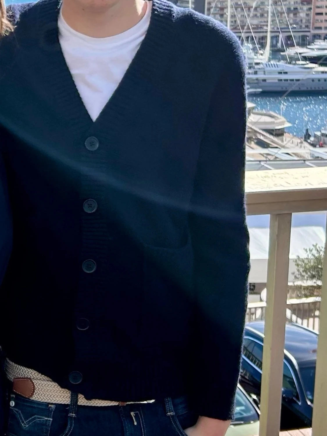 Mörkblå kofta med knappar - 2