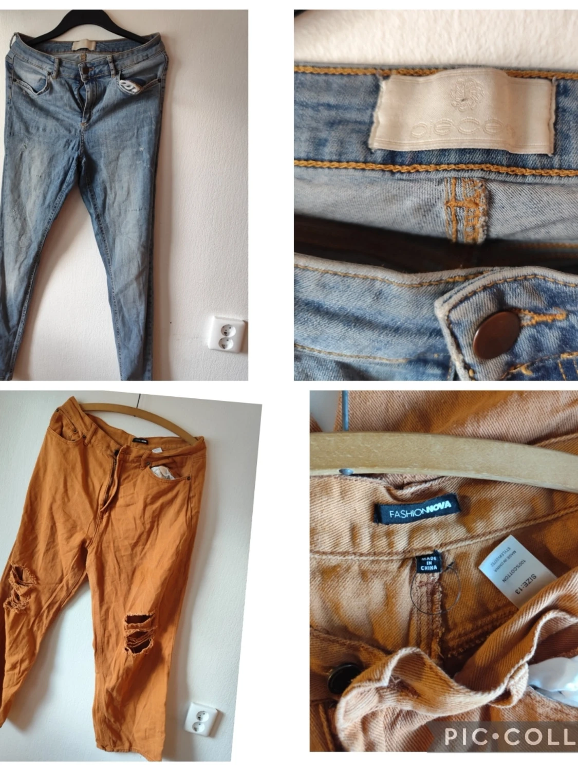 4 par jeans från olika märken