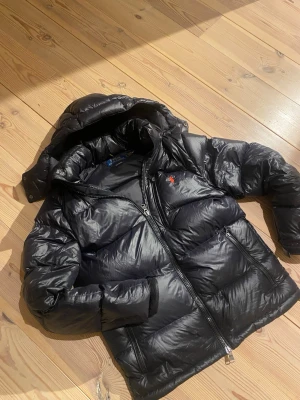 Svart dunjacka från Polo Ralph Lauren - Snygg svart dunjacka från Polo Ralph Lauren med huva och dragkedja framtill. Den är i absolut toppskick och är 100% äkta säljer den då jag vill ha annan jacka bla moncler maya. Tveka inte vid bud eller fråger!