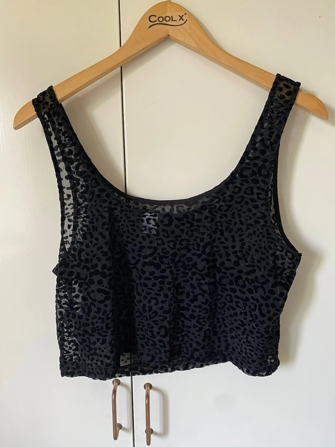 Svart mesh leopardmönstrad linnetopp - 1