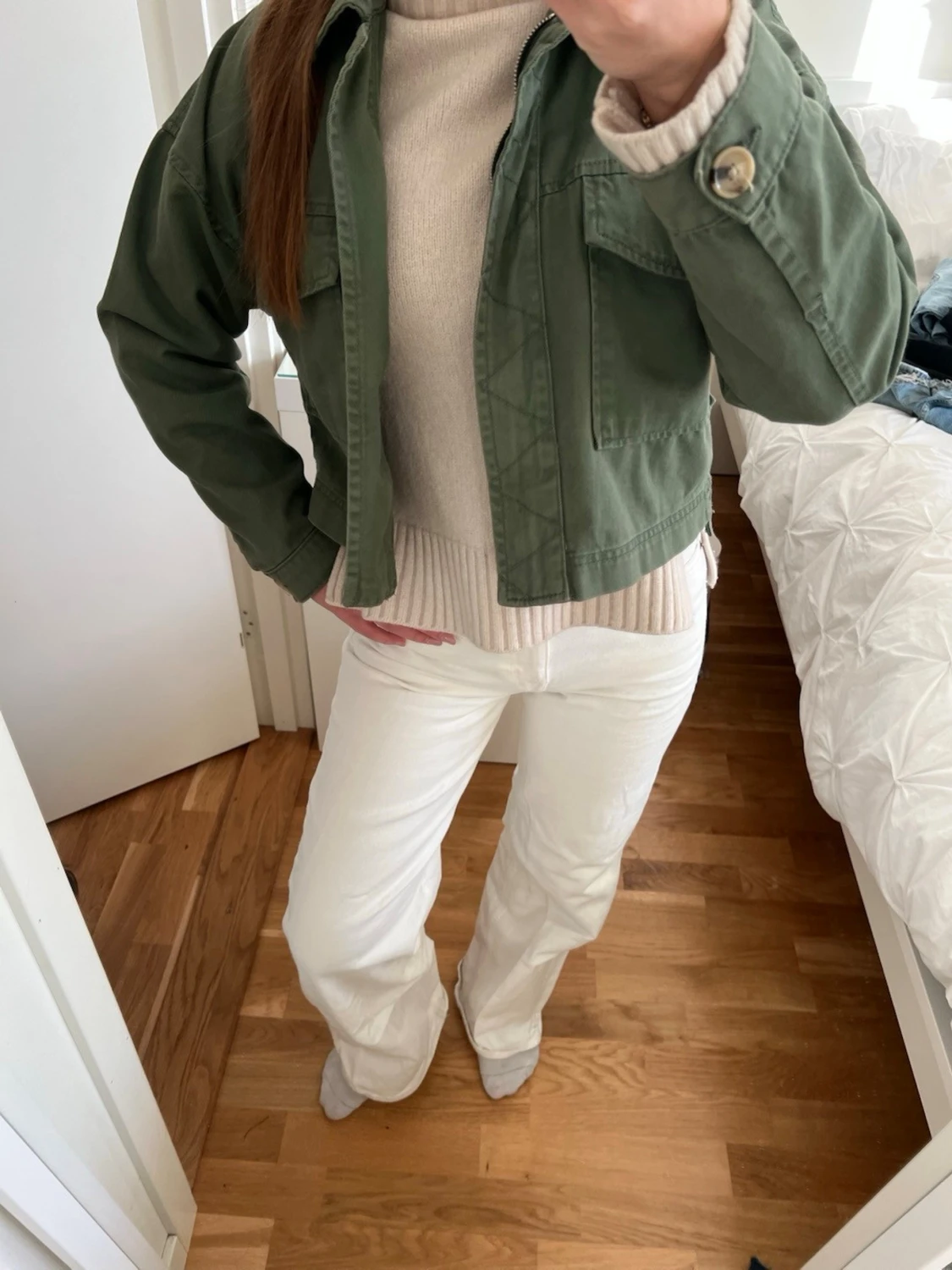 Grön croppad overshirt jacka