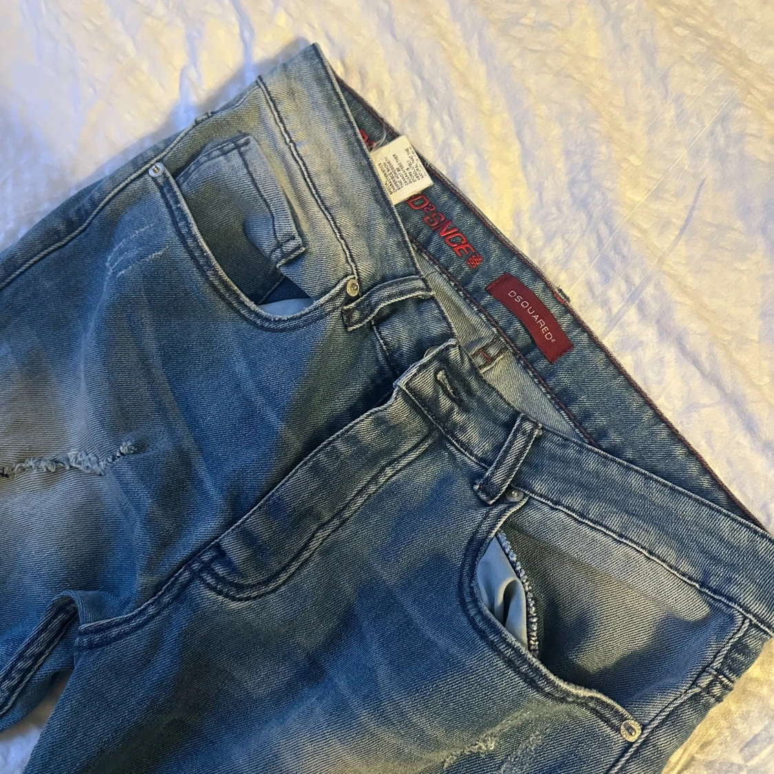 Dsquared2 ljusblå slitna jeans slim fit - 1