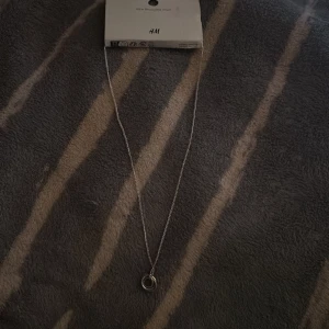 Silverfärgat halsband från H&M - Stilrent halsband från H&M i silverfärg med två sammanlänkade ringar som hänge. Kedjan är tunn och enkel, perfekt för att ge en minimalistisk touch till din outfit. Tillverkat av återvunnet stål.