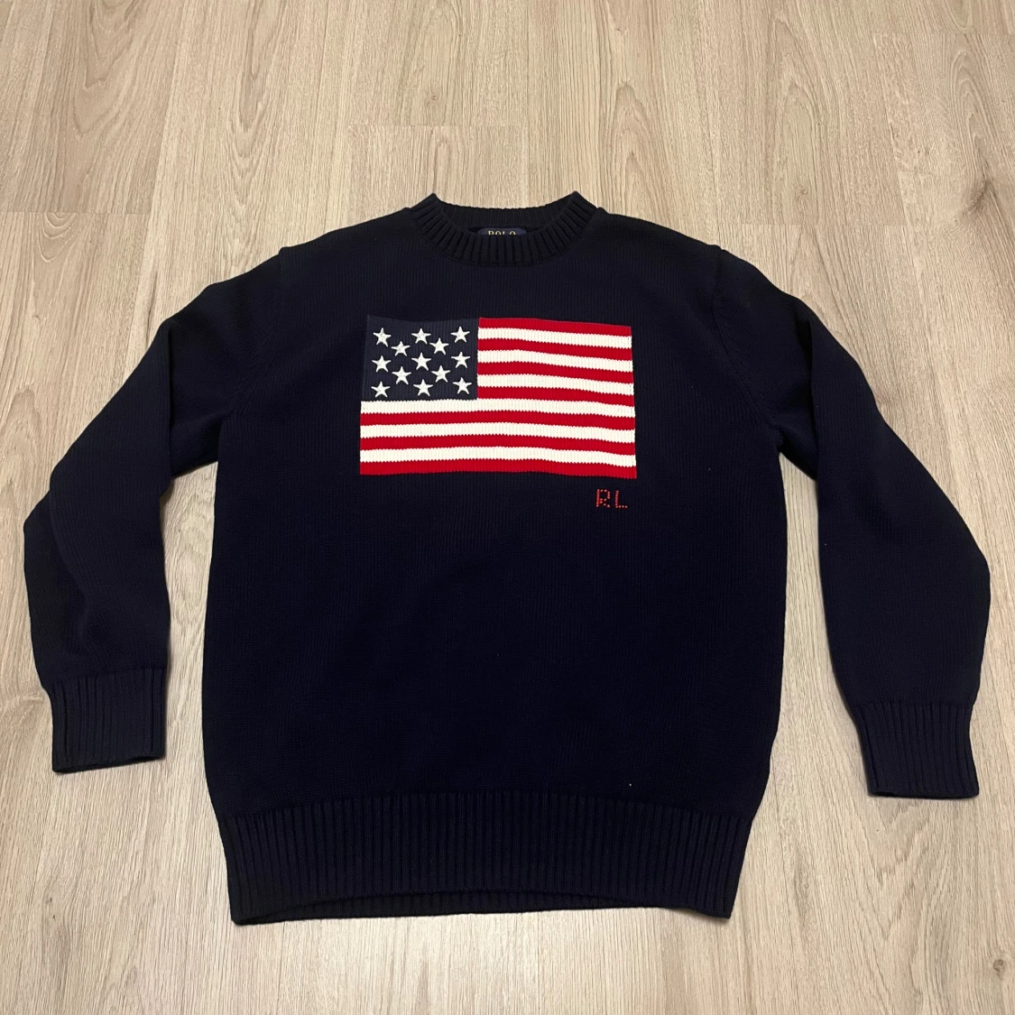 Mörkblå stickad tröja Polo Ralph Lauren